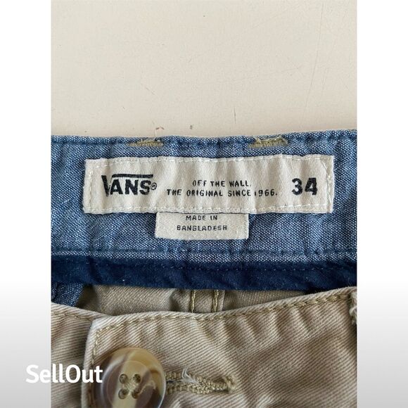 Vans Men's Chino Shorts Size 34 Beige Flat Front Casual - Picture 3 of 3